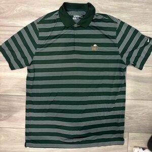 Nike Dark Green and Gray Striped Polo Shirt